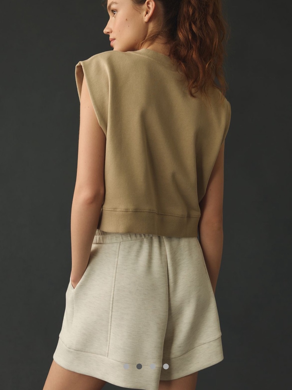 Anthropologie Sleeveless Boxy Crop Top in sand grey lab crew muscle shirt - Picture 3 of 4